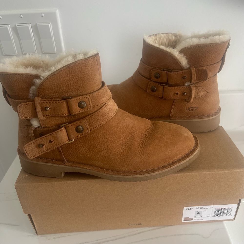 UGG Brown Leather Ankle Boots